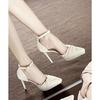 Zapatos de Tacón Alto de Punta Aguda Estilo Celebridad Sandalias de Tacón de Aguja con Punta Abierta para Mujer Zapatos de Tacón Alto de Una Sola Tira Versátiles para Mujer Nuevo Estilo Primavera y Verano