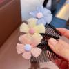 Peine para el cabello roto en la parte posterior de la cabeza de los niños, peine con inserto de flor para niña, horquilla de acabado con flequillo para niña de celebridades de Internet 2022
