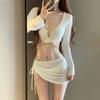 Nuevo Bikini de Alta Gama 2025 para Mujer Bikini de Dos Piezas Bikini de Cuatro Piezas Sexy con Mangas Largas Protección Solar Fuente Termal