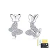 Pendientes de Plata de Ley S925 Doble Mariposa con Moissanita Totalmente Incrustados con Moissanita, Pendientes de Lujo Ligero de Moda para Celebridades de Internet, Nicho, En Stock