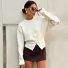 Europa Transfronteiriça 2026 Outono/Inverno Novo Estilo Temperamento Elegante Bainha com Zíper Cintura Marcada Emagrecedor Gola Redonda Solto Casual Pulôver