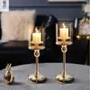 Portavelas de Metal y Vidrio Adornos Cena a la Luz de Velas Adornos de Mesa Sencillo Moderno Ceremonia de Boda Accesorios de Boda Decoración de Habitación Modelo