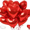 Suministro Transfronterizo 12 Piezas Globo Rojo Crema con Forma de Corazón Decoración para Fiesta de Cumpleaños San Valentín Arreglo Globo de Película de Aluminio Corazón