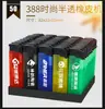 Publicidade de plástico descartável isqueiro direto logotipo personalizado atacado cinco cores metal pacote de isqueiro à prova de vento