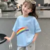 Camiseta de Manga Corta para Niña 2026 Nuevo Estilo Verano para Niños Grandes Camiseta de Verano Ropa de Verano para Niños Algodón Puro Manga Media Ropa Infantil para Niña