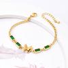 Nova Pulseira Retangular de Zircônia Europeia e Americana Moda Borboleta Fosca Diamante Branco Verde Aço Titânio Pulseira Joias Femininas sem Cor