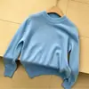 Suéter de malha infantil unissex gola semimédia outono e inverno espesso veludo Andy cor sólida manga longa camisa base top quente