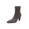 Botas Finas Elásticas Simples da Moda Pretas 2026 Outono e Inverno Novo Estilo Bico Quadrado Salto Fino Botas Curtas de Calçar para Mulheres
