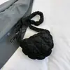 Bolsa de Terciopelo y Piel Linda de Corea del Sur Moda Casual Bolso de Hombro y Axila Versátil Bolso Cruzado con Cordón Bolso Plegable de Nube