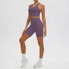 Nuevo Conjunto de Yoga Sensation de Piel Espalda Cruzada Shorts de Fitness de Cintura Alta Set Deportivo Fitness Running para Mujer