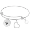 Pulsera Nueva Ajustable Amazon Transfronteriza Perla de Amor Acero Inoxidable 26 Letras Pulsera de Oro de 18K Venta al por Mayor para Mujeres