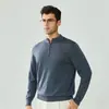 Suéter tejido de punto para hombre, cálido, con media cremallera, lana pura, otoño e invierno, hilo Yangzi de 16 cabos finamente hilado