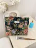 Bolsa de Cosméticos Jacquard Estilo Óleo Retro Gran Capacidad Portátil Neceser Bolsa Interior Bolsa de Almacenamiento para Viaje Bolso de Mano