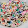 Accesorios Creativos para Collares y Pendientes DIY, Arcilla Suave Mezclada Multicolor, Rodajas de Corazón Cortadas en Ángulo Color Caramelo Colorido Fábrica