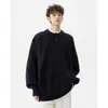 Suéter para Hombre de Otoño Invierno con Cuello Henley Americano Suéter para Hombre Estilo Perezoso Casual Retro Americano Tejido Suéter Liso para Hombre Cruzado