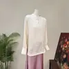 [Li] Nueva camisa base de jacquard estilo chino con cuello alto, corte holgado, nueva colección otoño 2026, con estilo nacional, a la moda, sencilla y de color liso