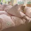 Conjunto de Cuatro Piezas de Gasa Doble Capa Estilo Girly, Funda Nórdica de Dibujos Animados Clase A, Ropa de Cama Nantong, Juego de Tres Piezas para Dormitorio de Estudiante 4