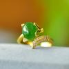 Anillo de moda de jade Hetian con incrustaciones de cobre, superficie de anillo de lingote de oro, anillo de jade, anillo, suministro en vivo