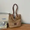 Bolsa de palha trançada de grande capacidade para mulheres, novo modelo 2026, bolsa de palha para férias de verão na praia, bolsa tote de ombro estilosa para o dia a dia