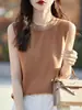 Otoño/Invierno 2026 Nuevo Suéter de Punto para Mujer Cuello Redondo Adornado con Pedrería Ajustado Corto Sin Mangas Chaleco Jersey Camiseta Base
