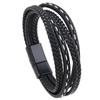 Pulsera de cuero multicapa para hombre transfronteriza, moda retro, simple, tejida con línea de coche, joyería de combinación de colores mixtos