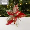 Novo Produto de Natal Enfeite de Árvore de Natal Lantejoulas Douradas Brilhantes Decorações de Flores de Natal de Renda Feitas à Mão