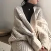 Suéter de Punto Grueso de Manga Larga Estilo Coreano Holgado de Longitud Media para Mujer, Chaqueta Cardigan Exterior Informal, Novedad Primavera 2023