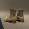Botas elásticas adelgazantes de tacón alto para mujer 2026 nuevo otoño retro versátiles con hebilla Botines de temperamento para mujeres bajitas
