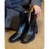Botines de tacón alto para mujer Chuyuji 2026 Otoño/Invierno Nuevos Botines Martin de punta cuadrada para mujeres menudas, Estilo francés Botas ajustadas de tacón grueso