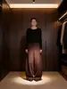 Pantalones de Trabajo de Algodón Color Oro Titanio con Dobladillo Curvo Pierna Recta para Mujer 2026 Nuevo Otoño Persona Baja Popular Este Año Pantalones de Pierna Ancha