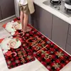 Tapete de Cozinha Temu de Natal Transfronteiriço Veludo Cristal Tira Resistente a Manchas Absorvente de Água Absorvente de Óleo Tapete de Piso Fácil de Limpar Capacho
