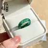 Anillo de Ágata Calcedonia Natural Color Pavo Real, Anillo de Calcedonia Roja y Verde de Jade Multicolor para Mujer, Regalo para Mejor Amiga
