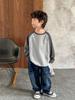 Camiseta de Manga Larga Estilosa de Algodón Puro Estilo Raglán para Niños, Nueva Colección Primavera y Otoño 2026 de Haima, Ropa Estilo Coreano para Niños