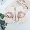 Guantes para niños otoño e invierno cálidos de medio dedo con tapa de dibujos animados lindos de punto con dedos descubiertos para bebé con forro polar engrosado para niños y niñas