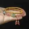 Pulseira de Contas de Buda Círculo Duplo de Sândalo Verde Estilo Floresta Simples Pulseira de Cristal Melancia Contas do Rosário Joias para Homens e Mulheres Presentes Venda por Atacado