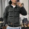 Sudadera con capucha para hombre de nueva temporada Primavera/Otoño, cremallera, múltiples bolsillos con solapa, pantalones, jersey, chaqueta deportiva casual con forro polar