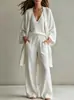 Conjunto casual de três peças europeu e americano transfronteiriço 2026, de corte solto, comprimento médio, para mulheres: cardigã com mangas de três quartos, colete sem mangas e calça comprida