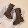 Botas longas femininas estilo retrô, nova coleção outono/inverno 2026, botas de couro da moda com sola macia para crianças, botas de princesa confortáveis para meninas mais velhas