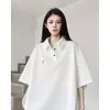 Camisa Polo Pesada de Manga Corta de Calle Alta Americana Estilo Verano Americano Guapo Cuello Campana Estudiante Estilo Hong Kong Camiseta Versátil Moderna