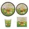 Mm048 Animal del Bosque Pequeño Fresco Fiesta Fiesta Banner 8 Personas Juego de 4 Piezas Plato de Papel Vaso de Papel Tisú