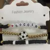 Pulseras de Arcilla Suave Deportivas, Colgantes de Aleación de Béisbol, Baloncesto, Fútbol, Pulseras Apilables de Arcilla Suave de Colores, Joyería de Cuentas de Voleibol