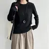 Camiseta básica de manga larga con dobladillo enrollado Dongdaemun coreana para mujer, nueva de otoño, suave y agradable para la piel, top de camiseta base