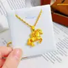 Joyería Chapada en Oro, Collar Atractor de Riqueza, Colgante Tradicional Dinámico de Caballo Llevando Monedas, Caballo del Zodiaco, Joyería de Colgante de Nuevo Estilo Chino