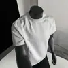 Camiseta de Manga Corta Pesada con Capa de Aire y Punto Acanalado, Estilo Veraniego High Street para Hombre, Moderna y Versátil