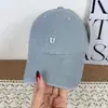 Gorra de béisbol lavada estilo retro americano para otoño, simple y de nicho, copa suave con bordado de la letra U, gorra de pico versátil