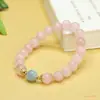Pulseira de Cristal Rosa Natural Aiyu Pulseira de Cristal de Círculo Único Água-marinha para Mulheres Atacado de Fábrica e Dropshipping S4040402