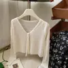 Cardigan de Punto Delgado con Cordones Color Menta Mambo, Protector Solar, Tirantes, Corte Calado, Top Dulce con Tira tipo Chal para Mujer