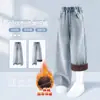 Pantalones de Mezclilla con Oso Forro Polar para Niñas Invierno Nuevos Elegantes para Niña Bebé Todo en Uno Polar Niños Pequeños Pierna Recta para Invierno