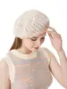 Boina tejida hueca para mujer, nuevo estilo 2026, circunferencia de cabeza grande, sombrero de artista de paja adelgazante, sombrero delgado de verano