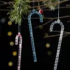 Conjunto de 6 Peças Decorações de Natal Novas Transfronteiriças Pingente de Bengala Transparente Acrílico Pingente Colorido de Árvore de Natal
